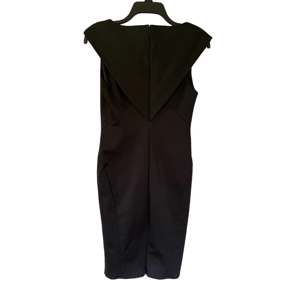 ZAC  Zac Posen Nina V Neck Pencil Knee Length Black‎ Dress Size 8 New